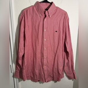 Southern Marsh Dress Shirt Long Sleeve Button Down Houndstooth Red Mens Size L